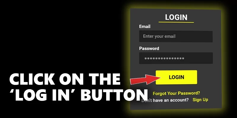 red arrow on the log-in button at Parimatch login form