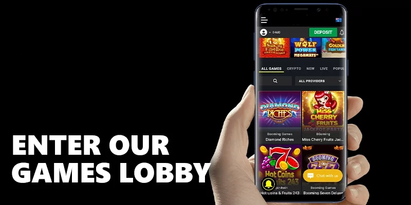 Enter games lobby at parimatch from mobile on android