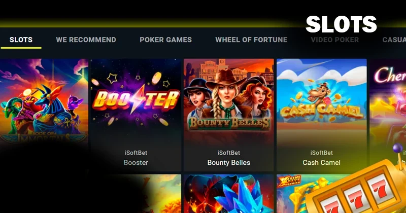 Screenshort of Slots games on Parimatch casino site and Parimatch logo