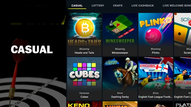 Screenshot of casual category on Parimatch casino site