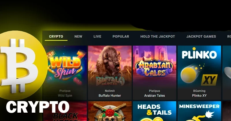 Screenshort of Crypto games on Parimatch casino site and Parimatch logo