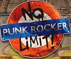 Punk Rocker, brick wall, prohibition sign